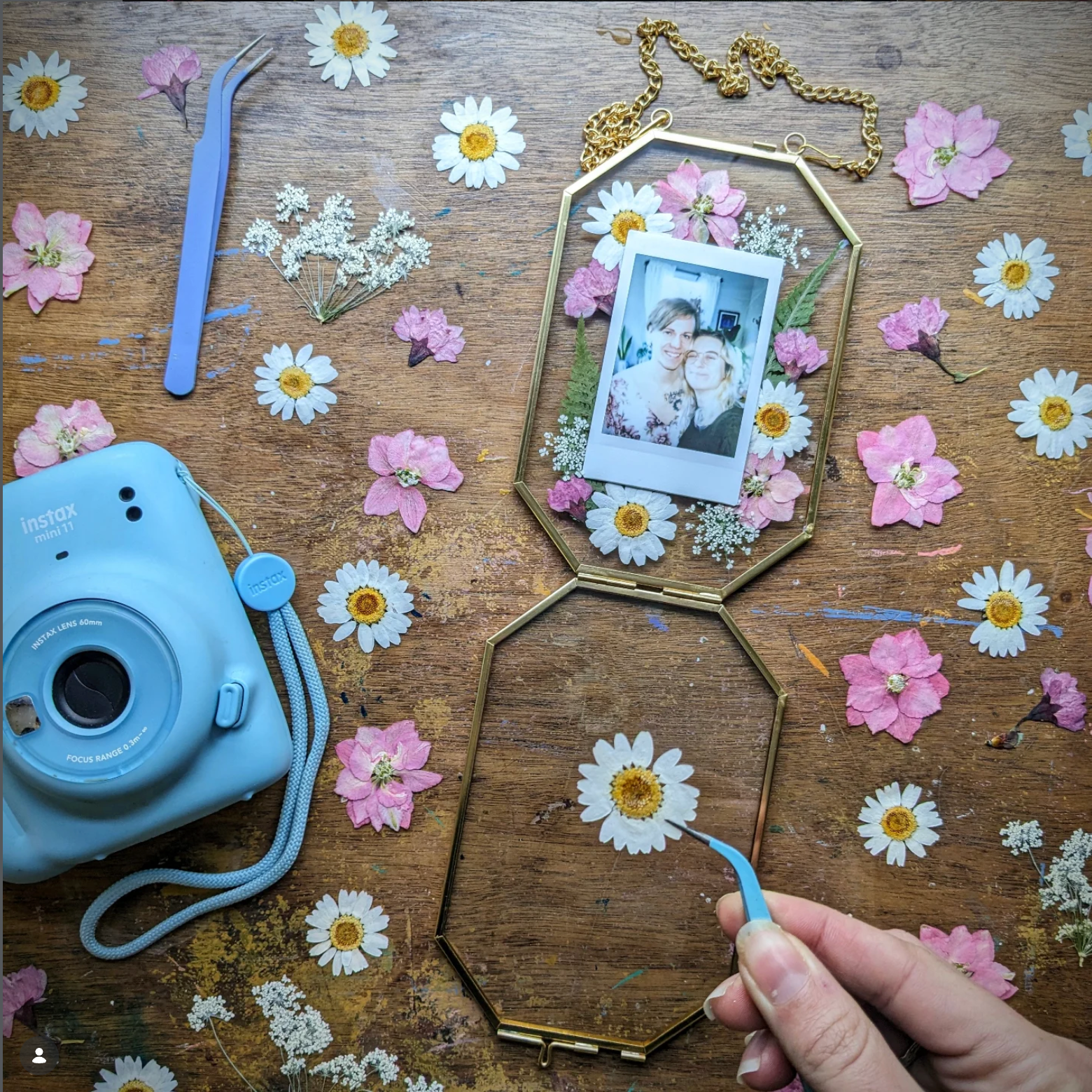 Valentine's Day Pressed Flower Frames with Polaroid